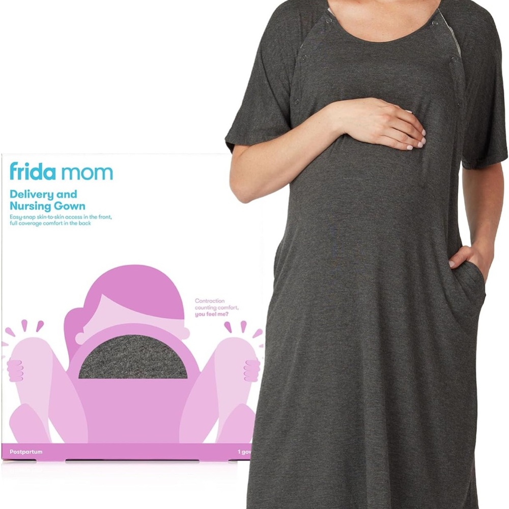 Frida Mom Gray Delivery and Nursing Gown